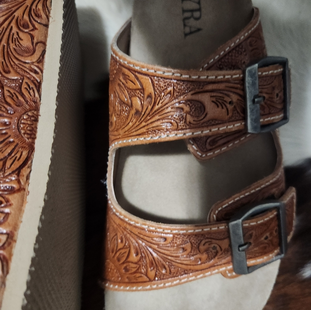 Molly Megan Hand-Tooled Sandals